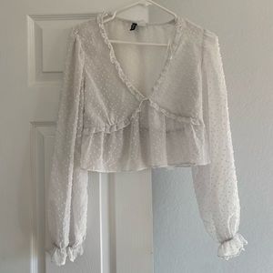 H&M Sheer White Blouse, Size S